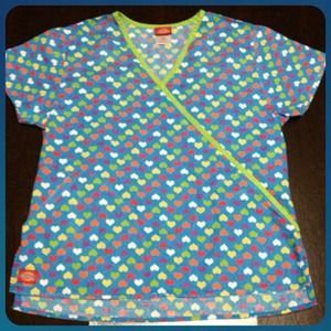 Dickies Hearts Scrub Top, Size XS