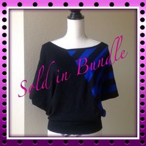 SOLD! NEW! BLUE/BLACK STRIPE BATWING SHIRT
