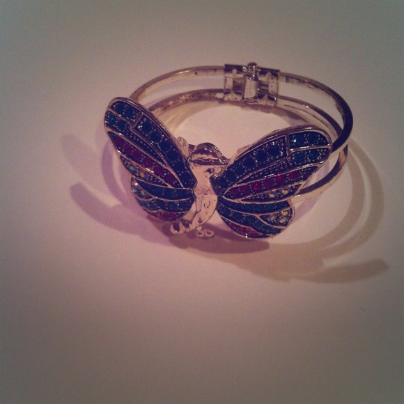Silver tone butterfly bracelet