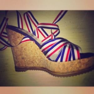 Christian louboutin cork bottom wedge