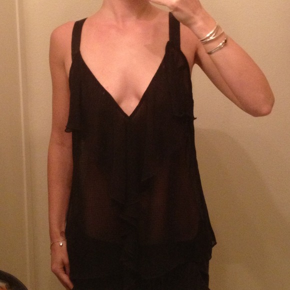 ❌SOLD TO RENEE❌Sheer black ruffle tank top