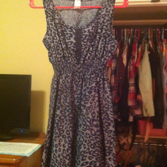 NWOT blue leopard dress size small
