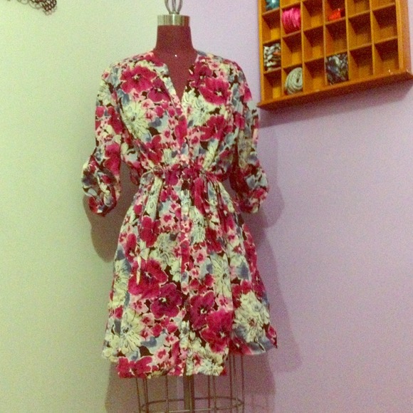 Floral button up dress