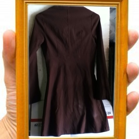 JRS LONG BROWN STRETCH FABRIC VERY CUTE EUC SZ L - Picture 2 of 3