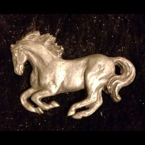 Pewter running horse broach