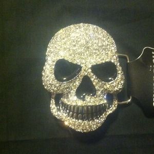 Skull Swarovski crystal belt buckle