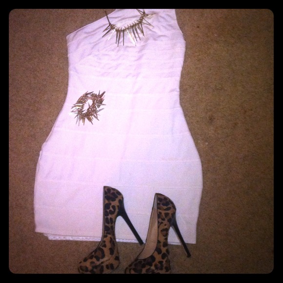 Asymmetrical creme dress