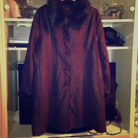 Brown faux suede coat - Picture 1 of 4