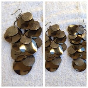 Black Sand finish Circle Stamping Earrings