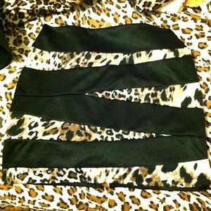 Black skirt w/ leopard print stripes