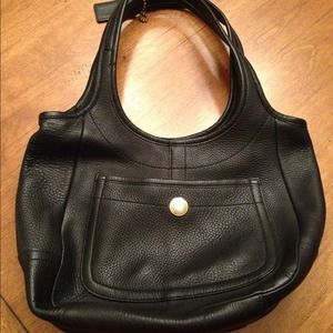 Authentic COACH  dimpled black leather handbag.