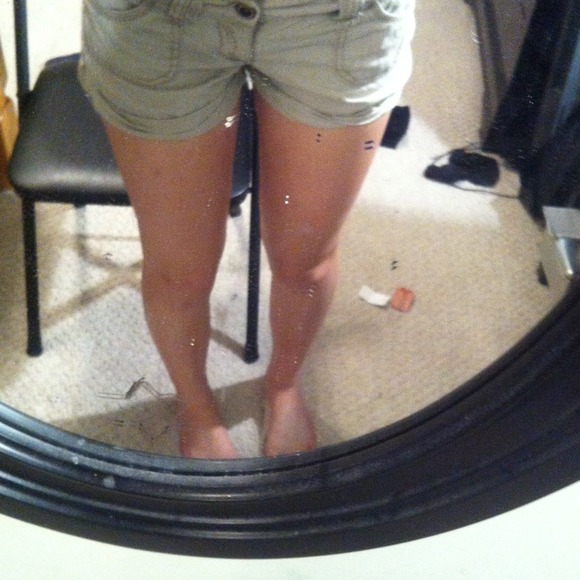 tan shorts.