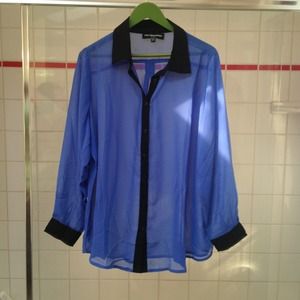 ❌SOLD❌traded📬📦Blue Sheer Button Up