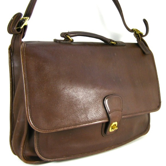 Coach large brown leather vintage briefcase