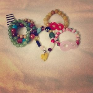 BUNDLE!!!bracelets, hollister jacket& tan top.