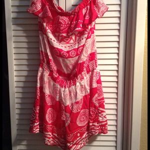 Fuchsia and White Short Romper