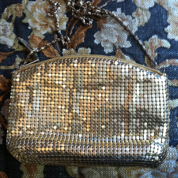 Gold mesh evening bag