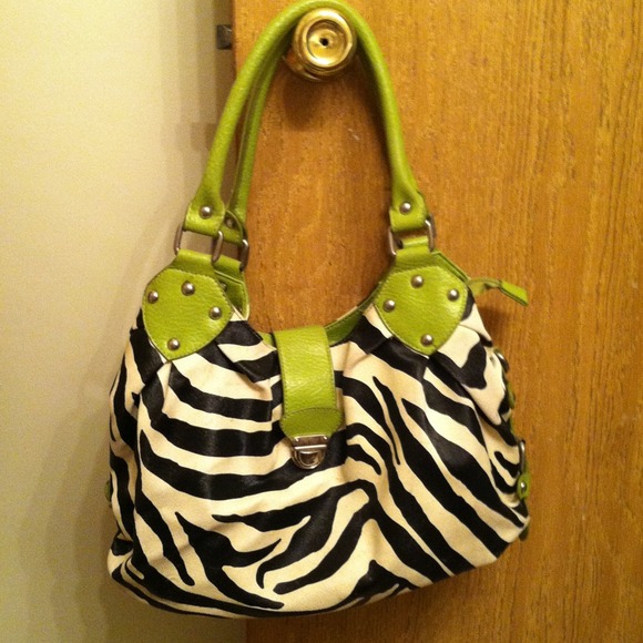Zebra print and lime green Bag