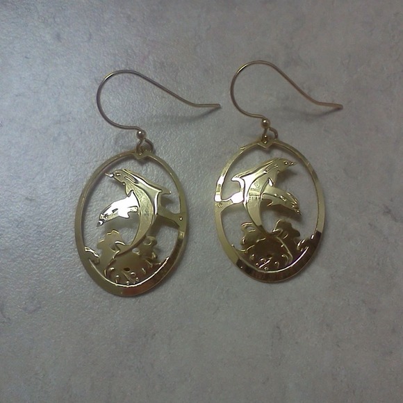 24k gold plated/Brass Leighton Lam HawaiiEarrings - Picture 1 of 3