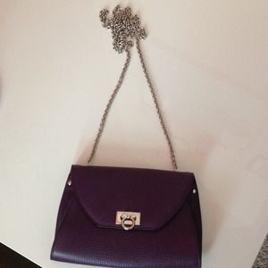 Salvatore Ferragamo Purple Envelope Leather Bag