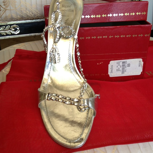 Rene Caovilla silver heels