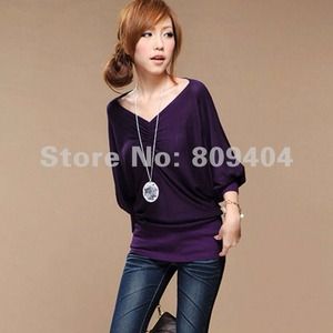 Bat sleeve v-neck sweater
