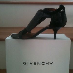 Givenchy Black Snake Skin Sandals, size  9.5