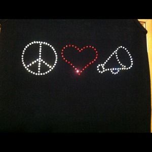 Rhinestone Bling Transfer- peace love cheer
