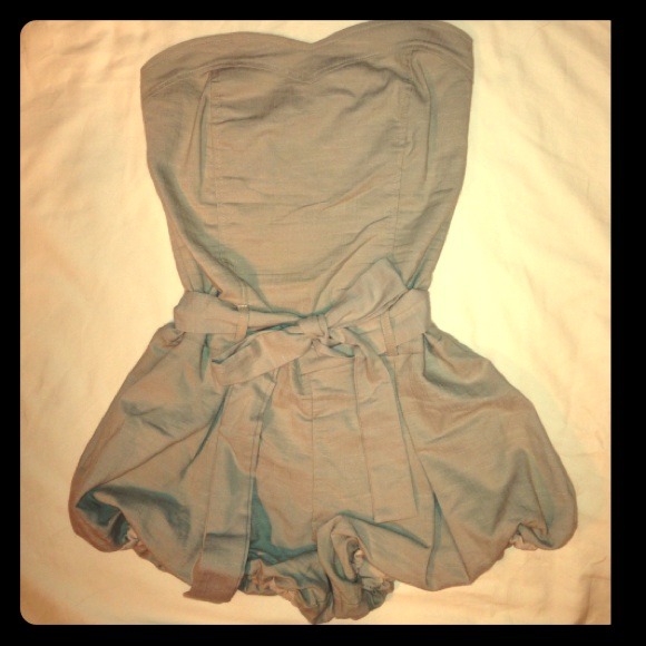 Strapless Khaki Balloon Shorts Romper - Size M