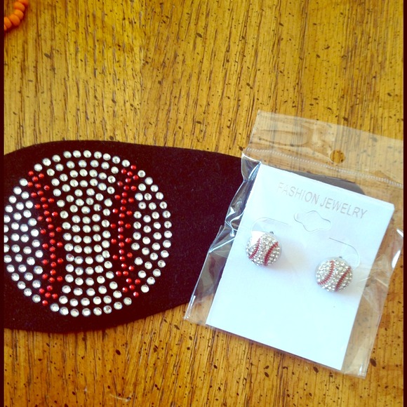 Baseball bracelet and earring set