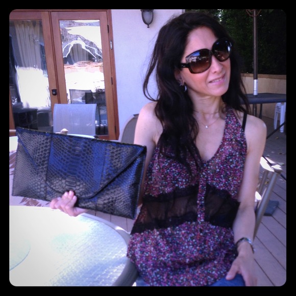 Handbags - Great black faux crocodile Pochet very chic New