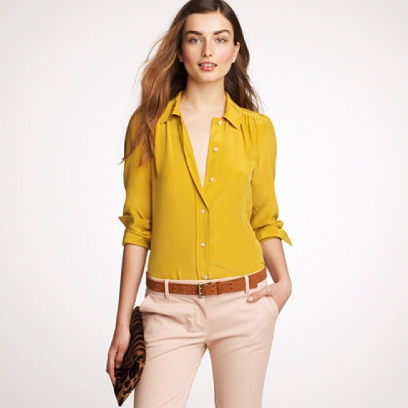 J. Crew Silk Lucinda Blouse 2 Vibrant Flame Top