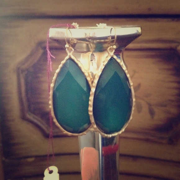 Green stone earrings