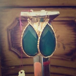 Green stone earrings