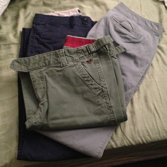 Navy blue, grey, & green casual pants