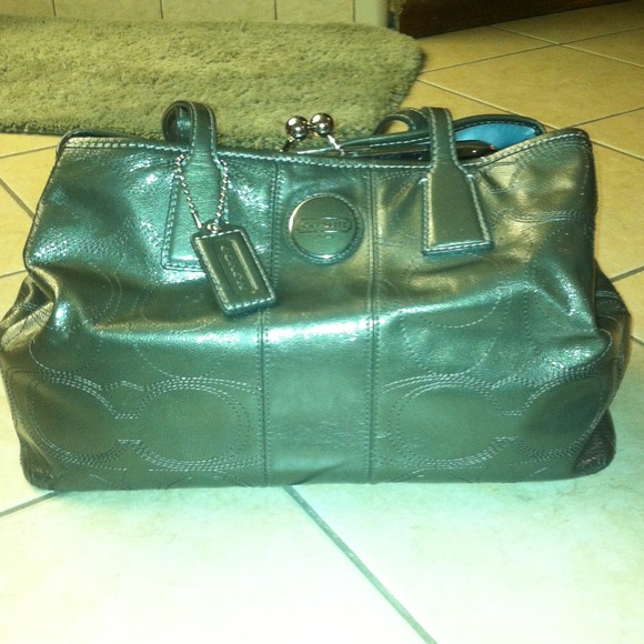 Coach dark grey handbag large size 3 compartments