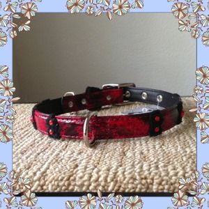Red Faux Snake Skin Collar Medium