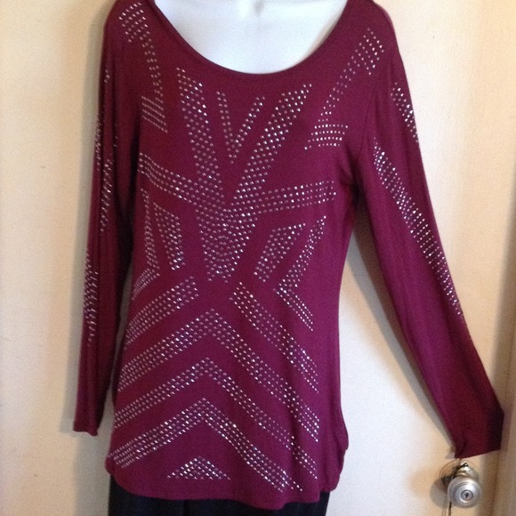 Rock & Republic Studded Long Sleeve Tee