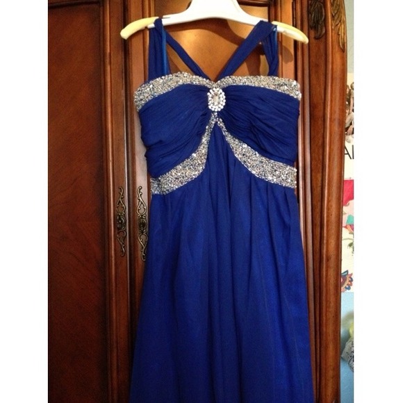 Blue plus size prom dress
