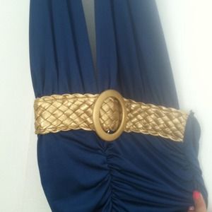 Blue gold belt dress