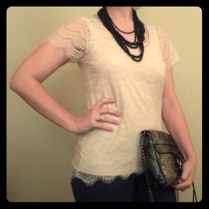 Ann Taylor Sexy Lace Tee - Blush Color