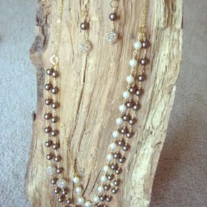 14k pleated gold necklace and earrings set