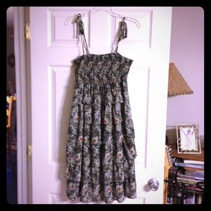 Gun metal grey floral dress.