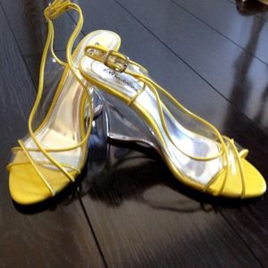 neon yellow heel sandals