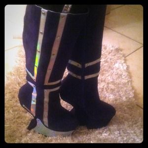 Brand New Blue Futuristic Half Heel Boots