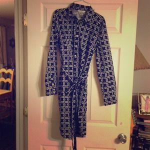 Liz Claiborne Shirt Dress - navy /white