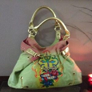 Authentic Ed Hardy canvas handbag