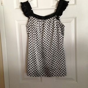 Silky black and white patterned blouse