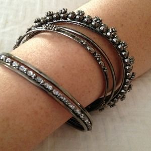 Set of 8 pewter colored bangles