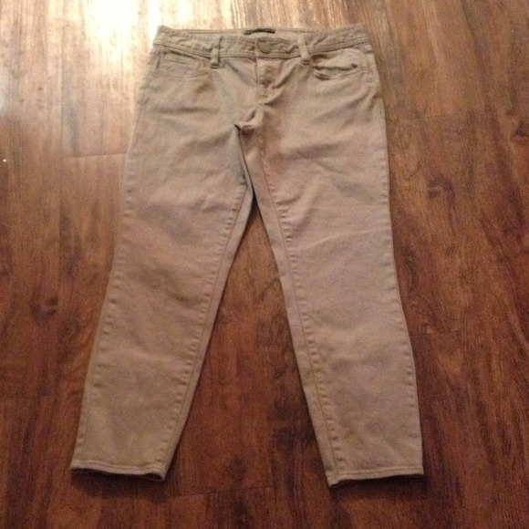 🎯SOLD gray/beige skinny cropped jeans zip ankle